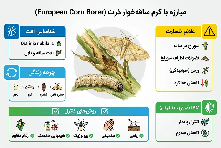 راهنمای تخصصی مبارزه با کرم ساقه‌خوار ذرت