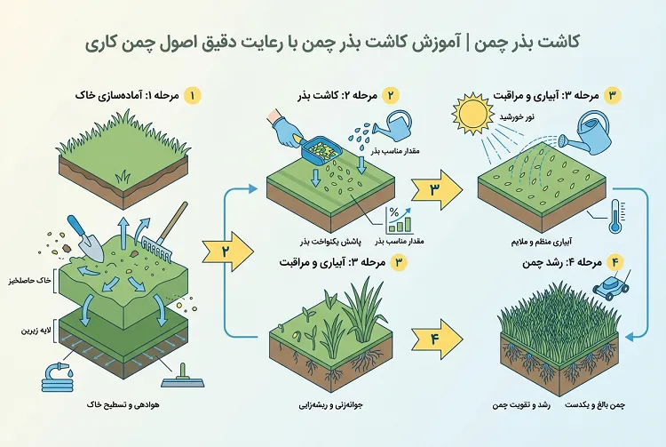 کاشت بذر چمن